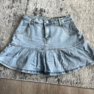 Ruffle Denim Skirt